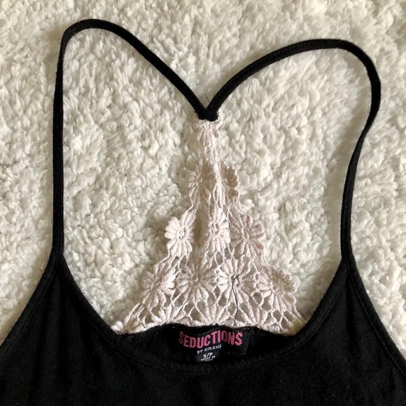 Beautiful Black Tank Top with Lace Back Detailing - Picture 2 of 6